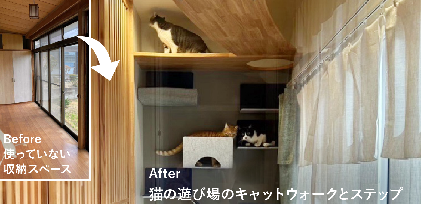 猫の遊び場のキャットウォークとステップ　